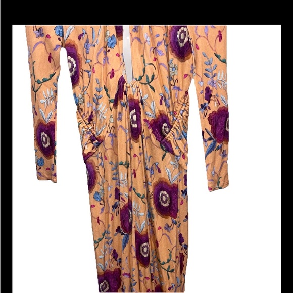 ISABEL MARANT Jadessi Dress Peach Floral FR 40 US 8 Cut Out Midi Halter Boho NWT - Picture 8 of 14